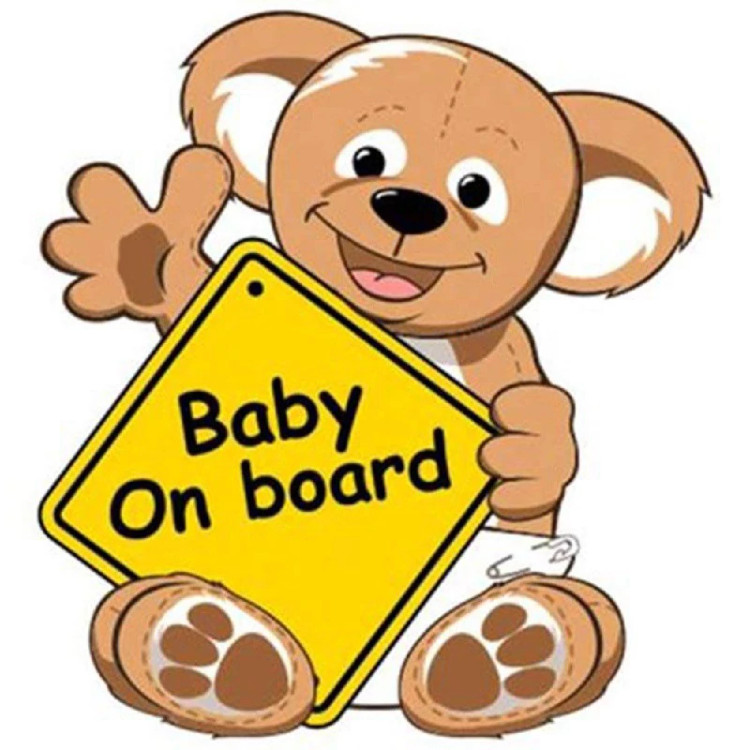 استیکر baby on board هشدار ب ماشین طرح خرس