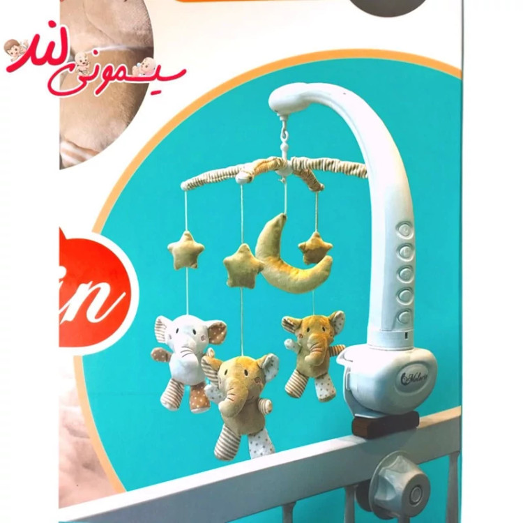 آویز تخت موزیکال برقی فیل کرم ملورین