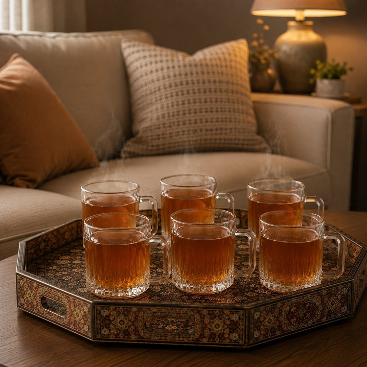 نیم لیوان کافی شاپ دسته دار طرح دنیا