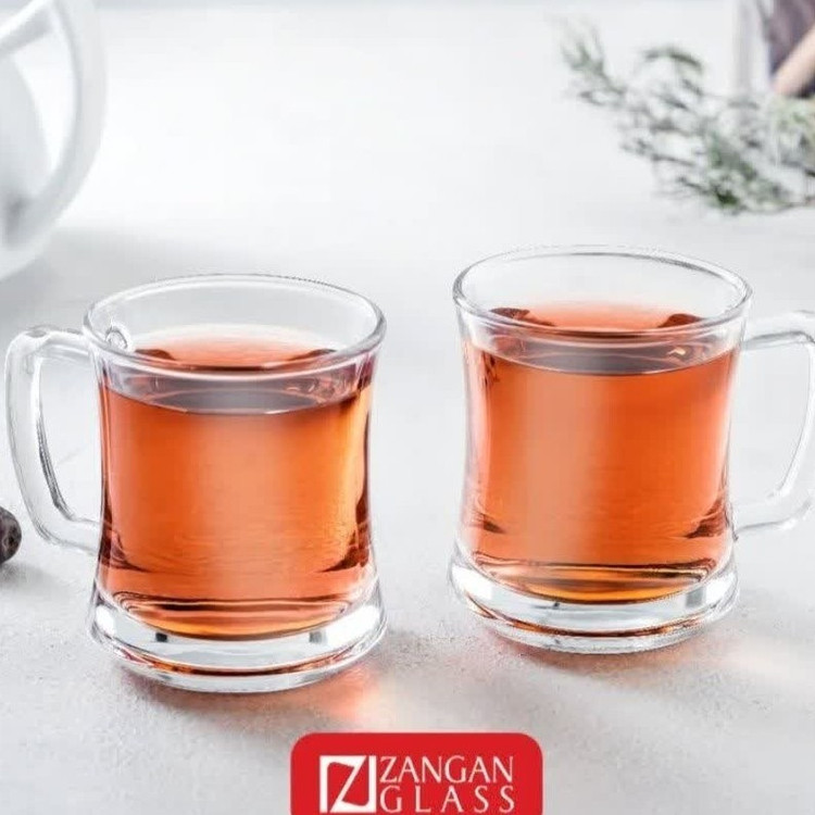 نیم لیوان ساده دسته دار طرح ونیز بسته 6عددی