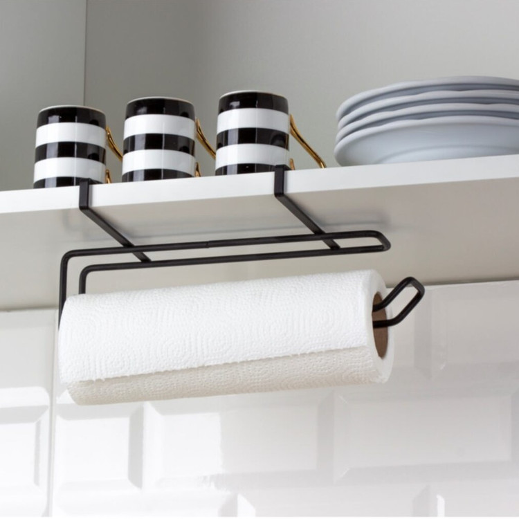 اویز دستمال کابینتی اویز کابینت دستمال رول جنس فلزی با رنگ مشکی