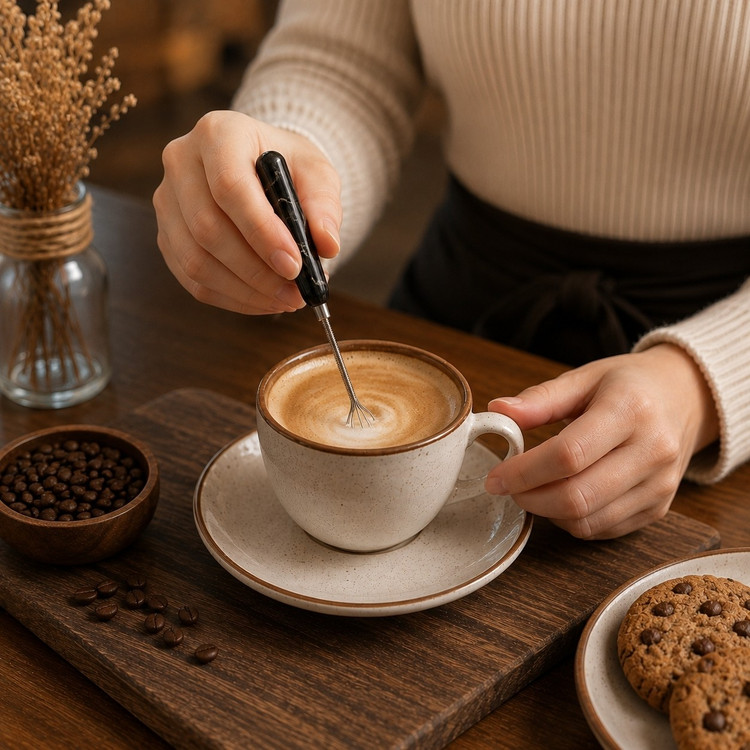 همزن استیل دسته سرامیکی همزن قهوه همزن کافی دسته سرامیکی ماربل