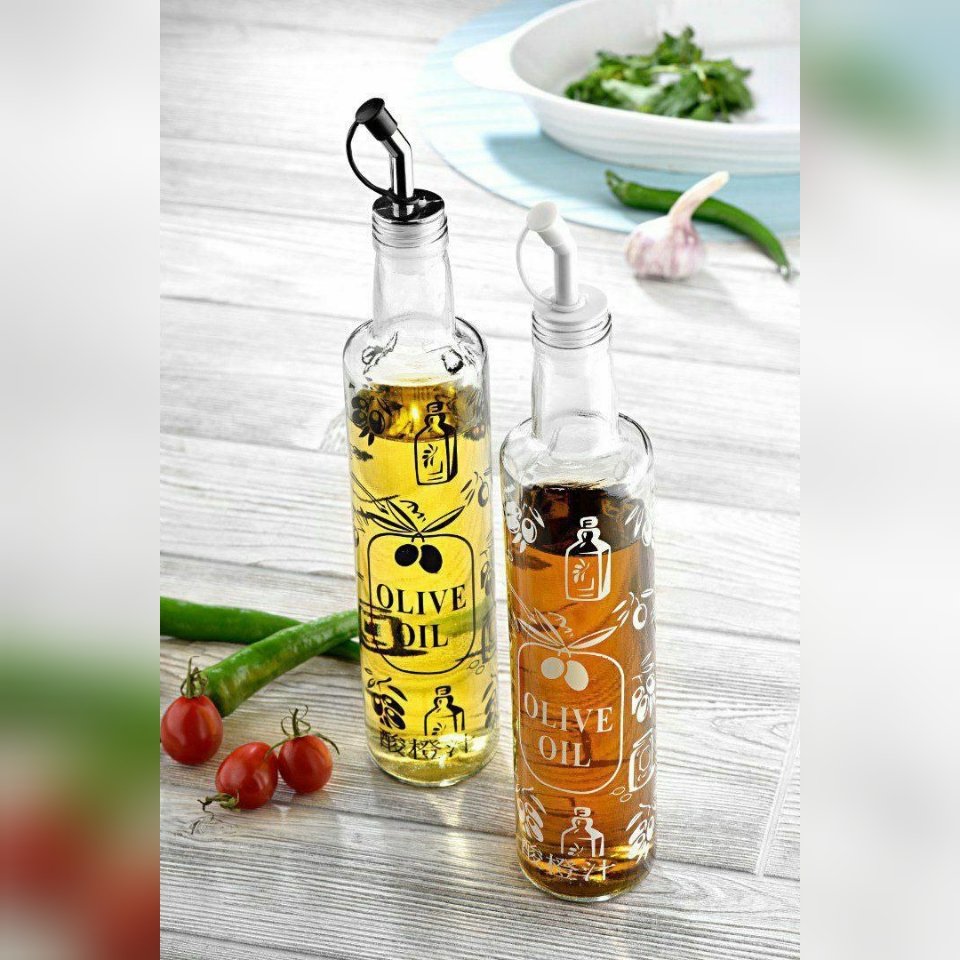 بطری آبلیمو یا روغن گلدار بطری روغن شیشه ای