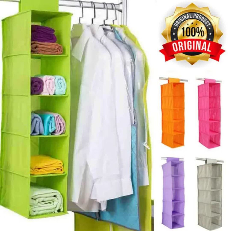 آویز لباس پارچه ای 5 طبقه اویز لباس نظم دهنده لباس جنس درجه یک