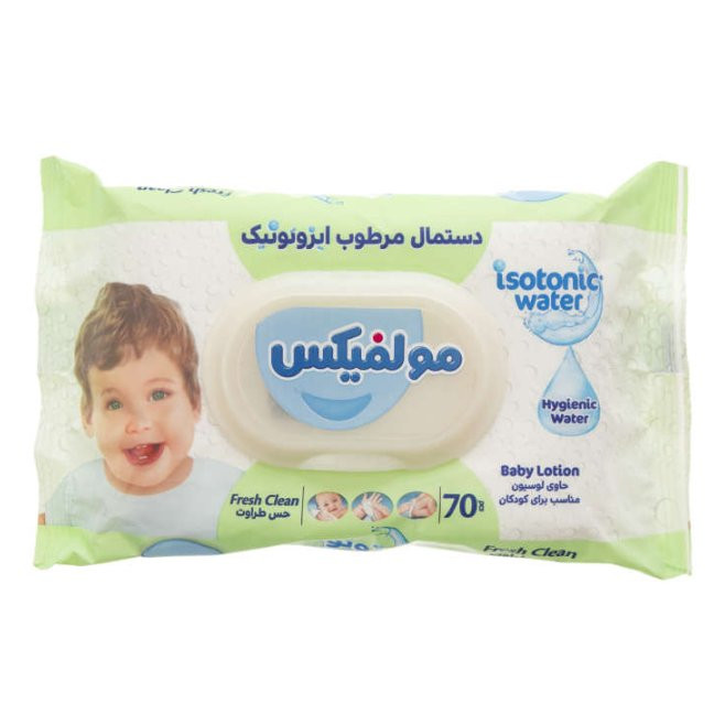 دستمال مرطوب کودک مولفیکس نرم کننده بسته 70 عددی