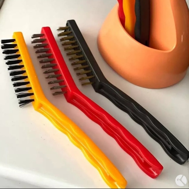 فرچه گاز مسواکی سیمی بزرگ گاز پاک کن برس مسواکی سیمی 3 عددی با زبری متفاوت
