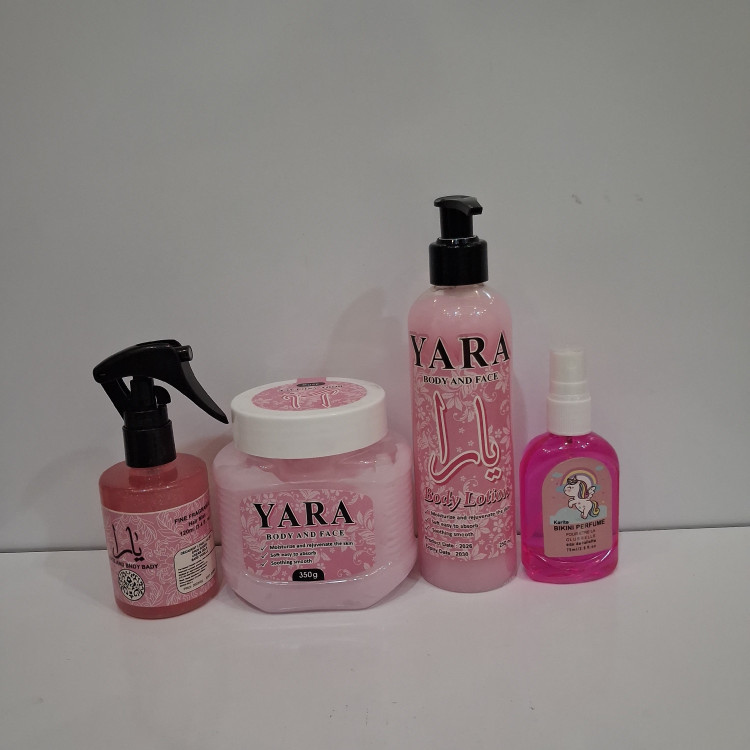 پک یارا 4عددی ست عطربیکینی،لوسیون بدن ،کره بدن و عطر مو(قیمت مناسب،عرضه مستقیم)