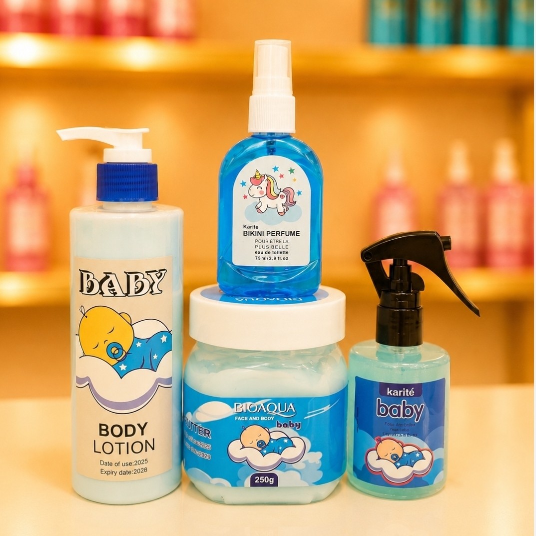 پک بیبی 4عددی کره بدن،عطرمو، لوسیون،عطربیکینی(قیمت مناسب،عرضه مستقیم)